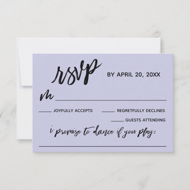 Casual Handwriting w/ Song Request Lavender RSVP Card (Front)