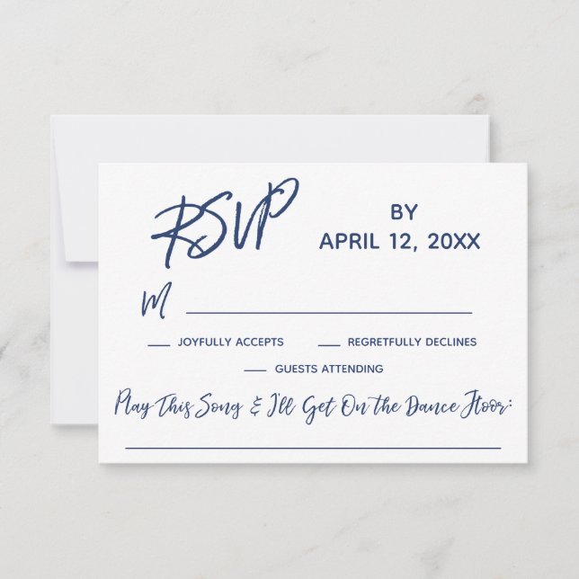 Casual Handwriting Wedding RSVP with Song Request (Front)