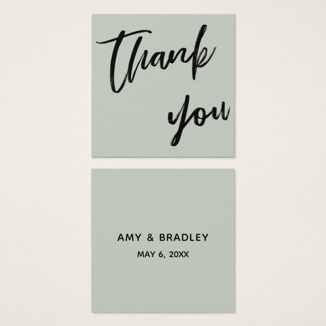 Casual Handwriting Wedding Thank You Favour Sage (Front & Back)