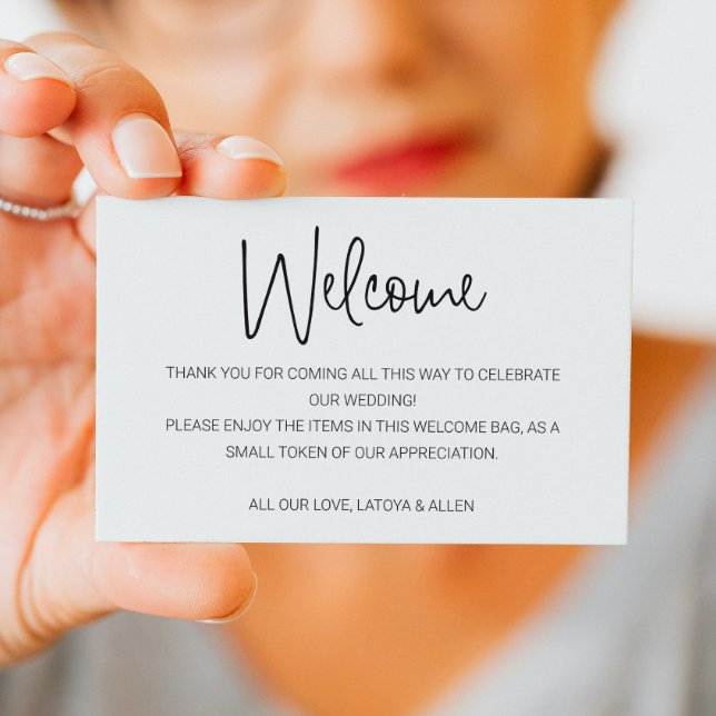 Casual Handwriting Wedding Welcome Gift Bag Basket Place Card (Creator Uploaded)