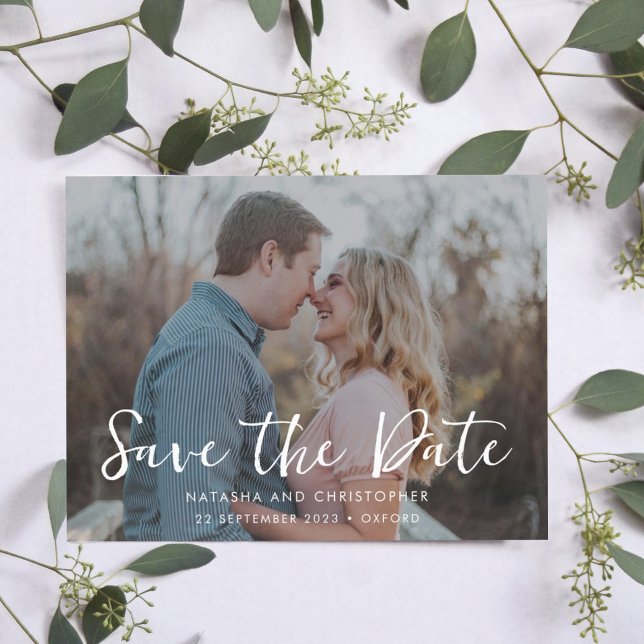 Casual Handwritten Overlay Photo QR Code Save The  Date (Creator Uploaded)