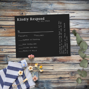 Casual Handwritten Typography B&W Menu RSVP Card