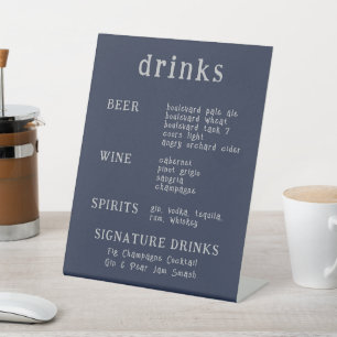 Casual Handwritten Typography Silver & Navy Pedestal Sign