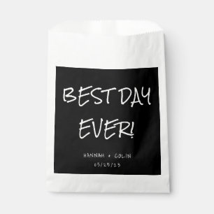 Casual Handwritten Typography White & Black Favour Bag