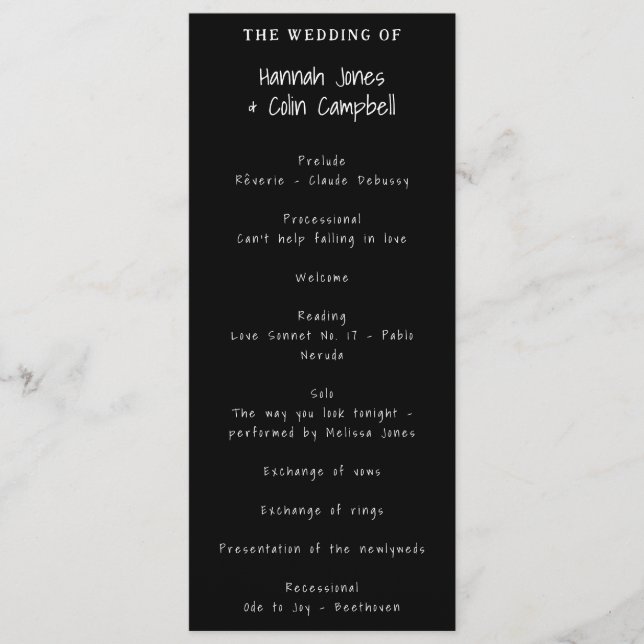 Casual Handwritten Typography White & Black Program (Front)