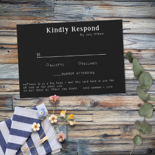 Casual Handwritten Typography White & Black RSVP Card