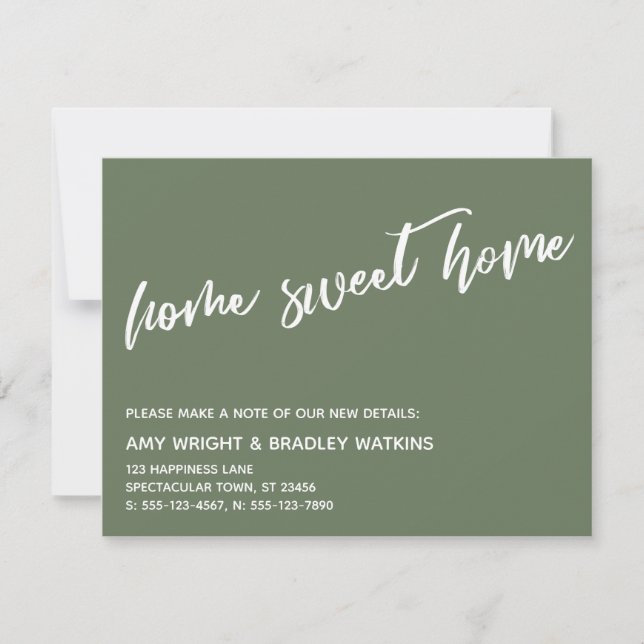 Casual Home Sweet Home New Address Olive Card (Front)