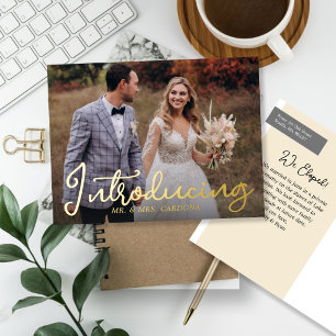 Casual Introducing Script Elopement Photo Foil Invitation Postcard