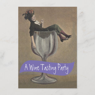 Casual Lady Wine Glass Tasting Party Invitations