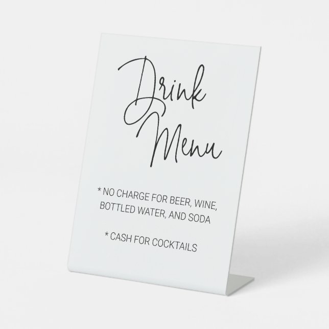 Casual Limited Bar Drink Menu Wedding Pedestal Sign (Front)