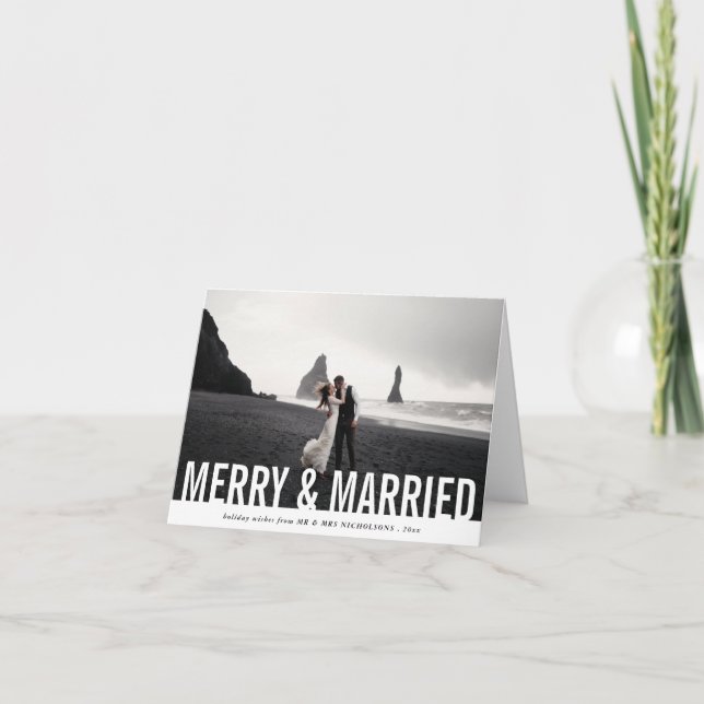 Casual Merry & Married | Modern Holiday Photo (Front)