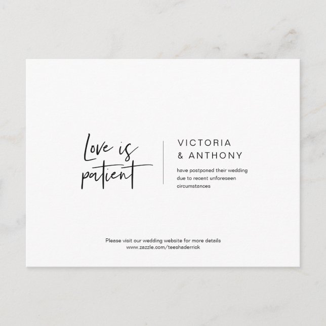 Casual Minimal, Love is patient, Postponed Postcard (Front)