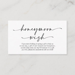 Casual Minimalist Black ink Pen, Honeymoon Wish Enclosure Card