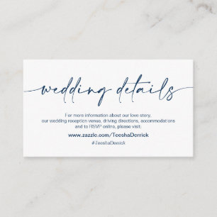 Casual Minimalist Navy ink Pen, Wedding Details Enclosure Card