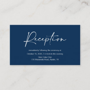 Casual Minimalist Navy ink Pen, Wedding Reception Enclosure Card