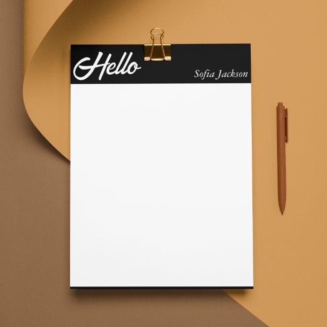Casual Modern Black Border Handwritten Hello  Letterhead (Creator Uploaded)