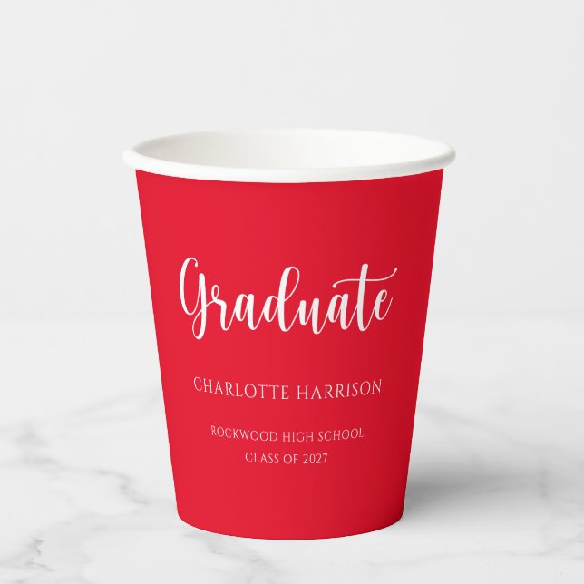 Casual Modern Script Graduation Party Paper Cups (Front)
