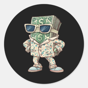 Casual Money Sleepwear Costume For Cash Lovers  Classic Round Sticker