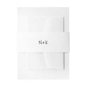 Casual Monogram Simple Black and White Wedding Invitation Belly Band