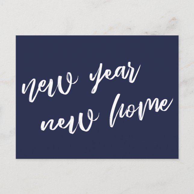 Casual Navy Blue New Year New Home Announcement Postcard (Front)