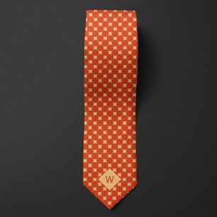 Casual Orange Circles Monogram Tie