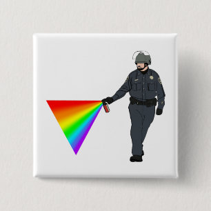 Casual Pepper Spray Cop Rainbow With Colour 2 Inch Square Button