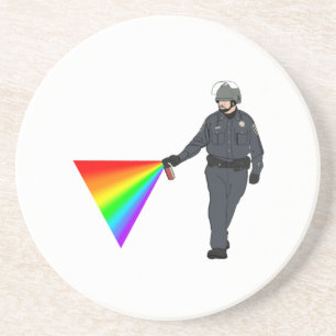 Casual Pepper Spray Cop Rainbow With Colour Coaster