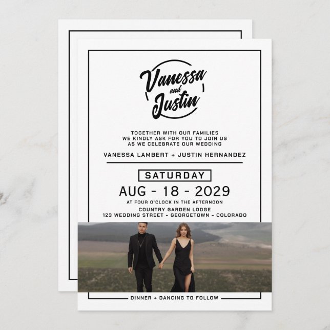 Casual Photo Wedding with QR Code Invitation (Front/Back)