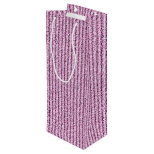 Casual Pink Corduroy Stripe Pattern Wine Gift Bag