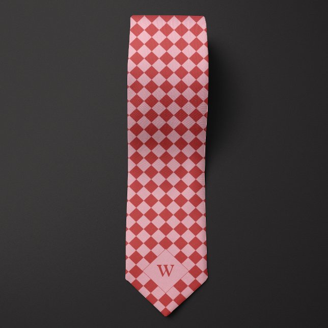 Casual Red Chequered Monogram Tie (Creator Uploaded)