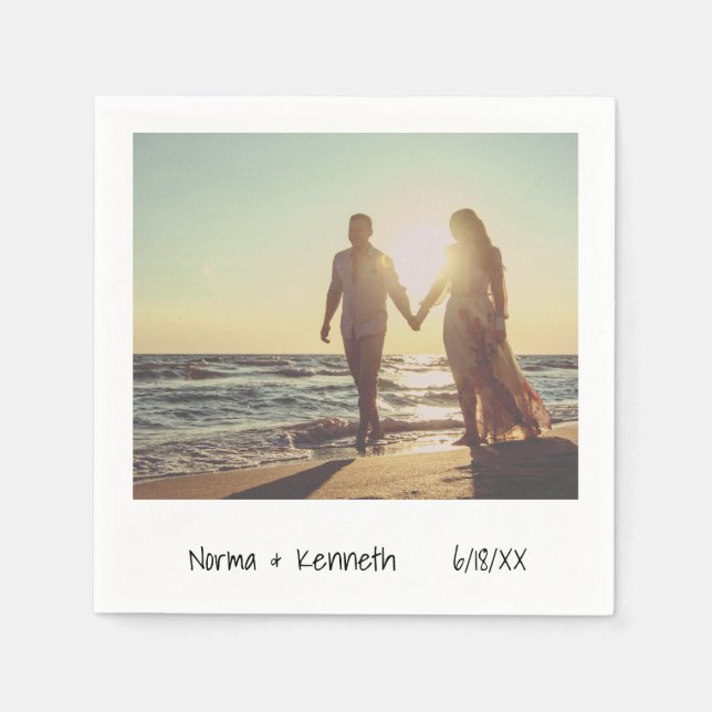 Casual Retro Instant Photo Wedding Napkin (Front)