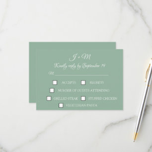 Casual Sage Green Boho Simple Modern RSVP Card