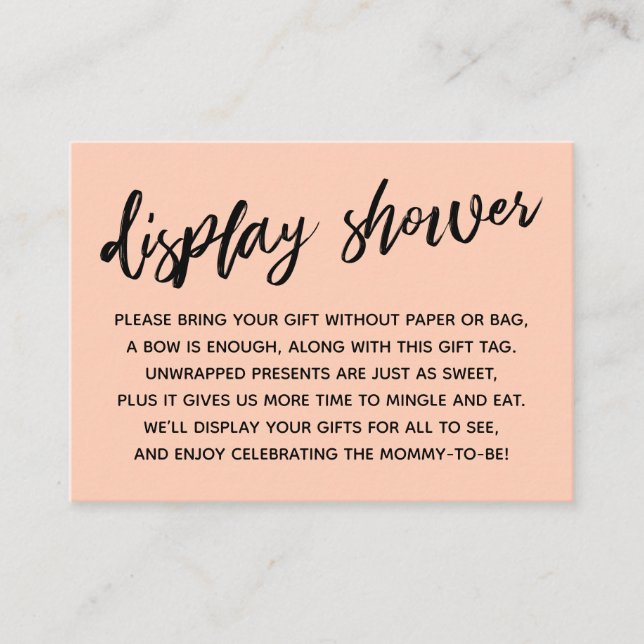 Casual Salmon Display Baby Shower No Wrapping Enclosure Card (Front)