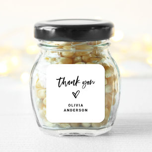 Casual Script and Heart Branding Thank You Square Sticker