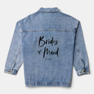 Casual Script and Heart   Chic Bridesmaid Denim Jacket