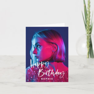 Casual Script and Photo   Happy Birthday Card