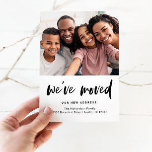 Casual Script and Photo   Moving Announcement Postcard