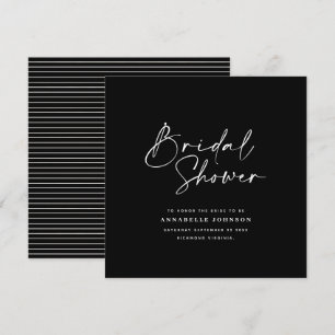 Casual script black and white bridal shower save the date