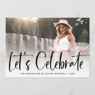 Casual Script Black   Two Photo Graduation Party Invitation