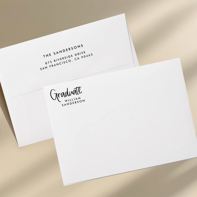 casual script black & white graduation  envelope (Creator Uploaded)