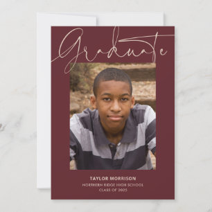 Casual Script Burgundy 2025 Photo Graduation Party Invitation