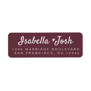 Casual Script Burgundy Wedding Return Address