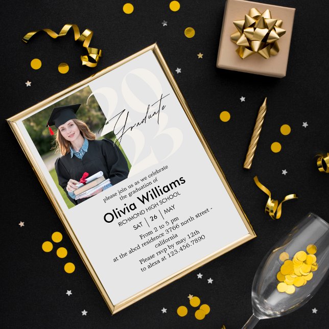 Casual Script |Custom Photo Graduation Party  Invitation (Creator Uploaded)
