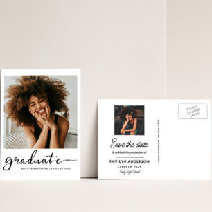 Casual Script Graduation   Save The Date Photo Postcard