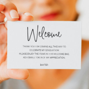 Casual Script Graduation Welcome Gift Bag Basket Place Card