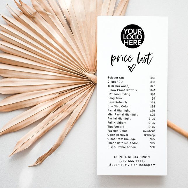 Casual Script Heart and Logo | Price List Services Rack Card (Creator Uploaded)