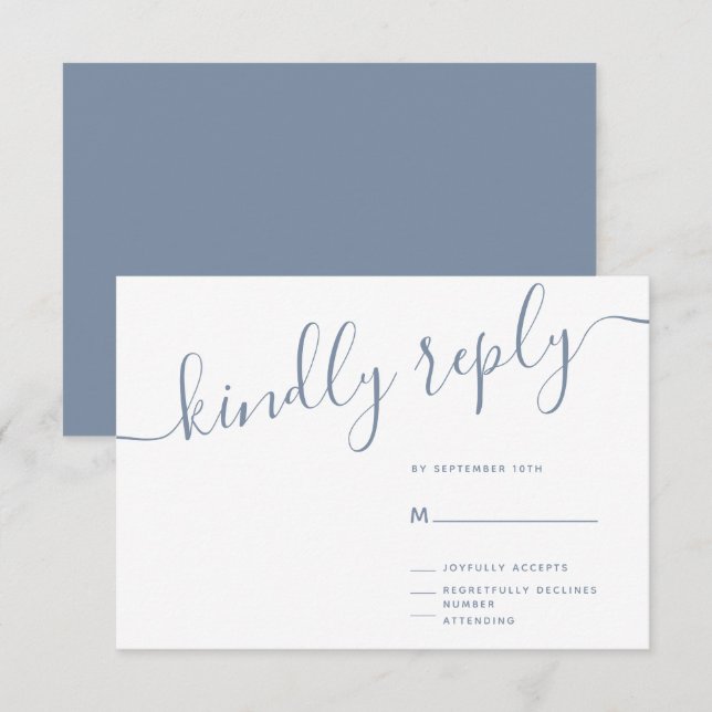 Casual Script Kindly Reply Wedding RSVP Card (Front/Back)