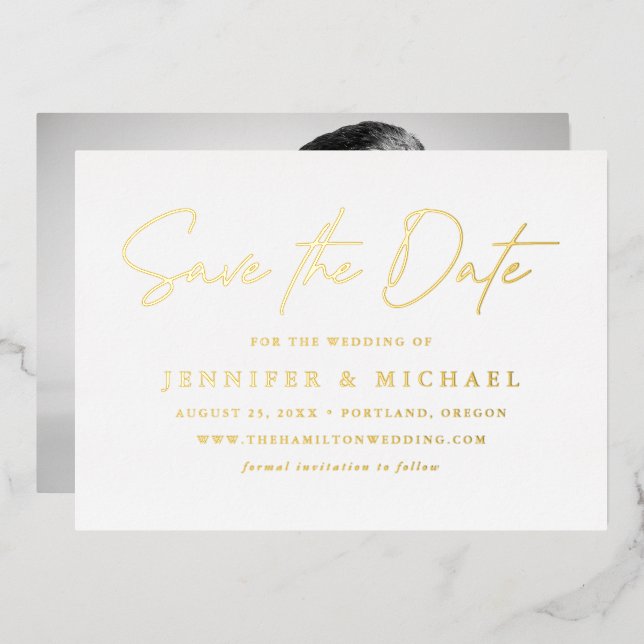 Casual Script Photo Wedding Save the Date (Front/Back)