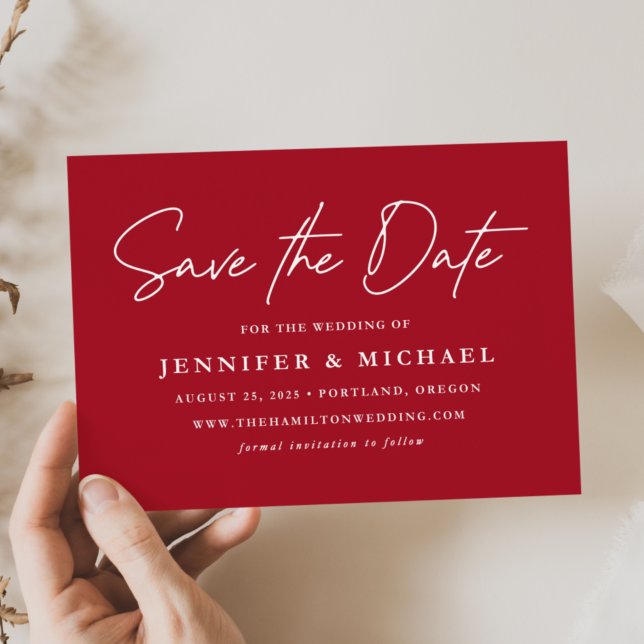Casual Script Red Wedding Save The Date (Creator Uploaded)