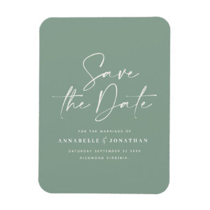Casual script sage green typography wedding save t magnet
